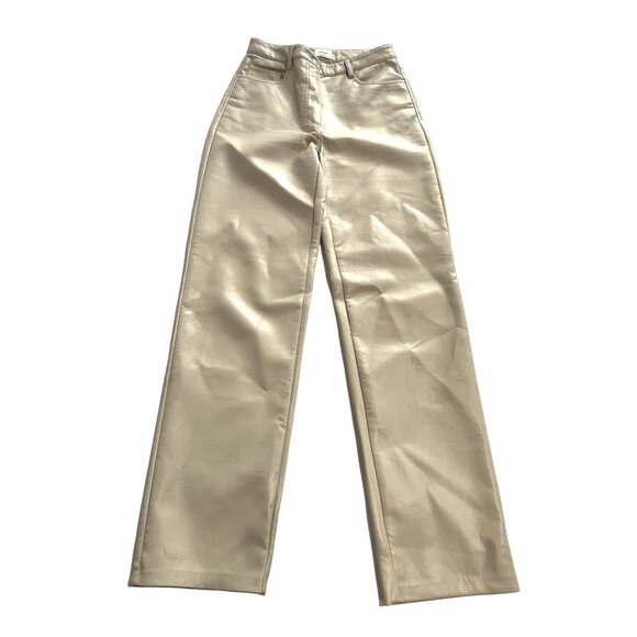 Aritzia Wilfred Vegan Leather Melina Pant in Matte Pearl